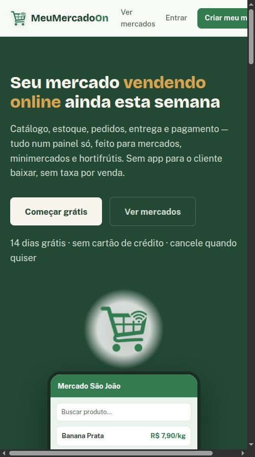 Loja do mercado no celular do cliente